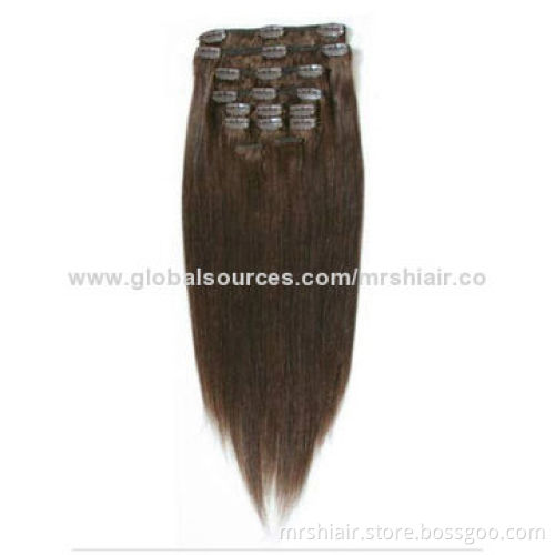 22-inch dark brown silky straight 6pcs clip-in hair extensions